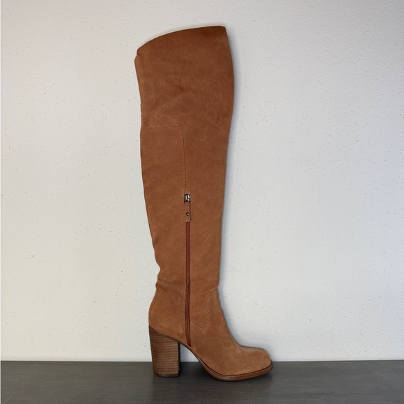 KELSI DAGGER BROOKLYN KDB Logan Camel Over The Knee Boots Suede Leather Size 8 - Picture 1 of 9